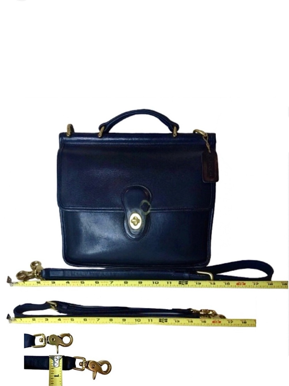 Vintage COACH WILLIS Navy Blue Glove Tanned Leather Shoulder Bag Pre-94 9927 COA - Picture 10 of 17